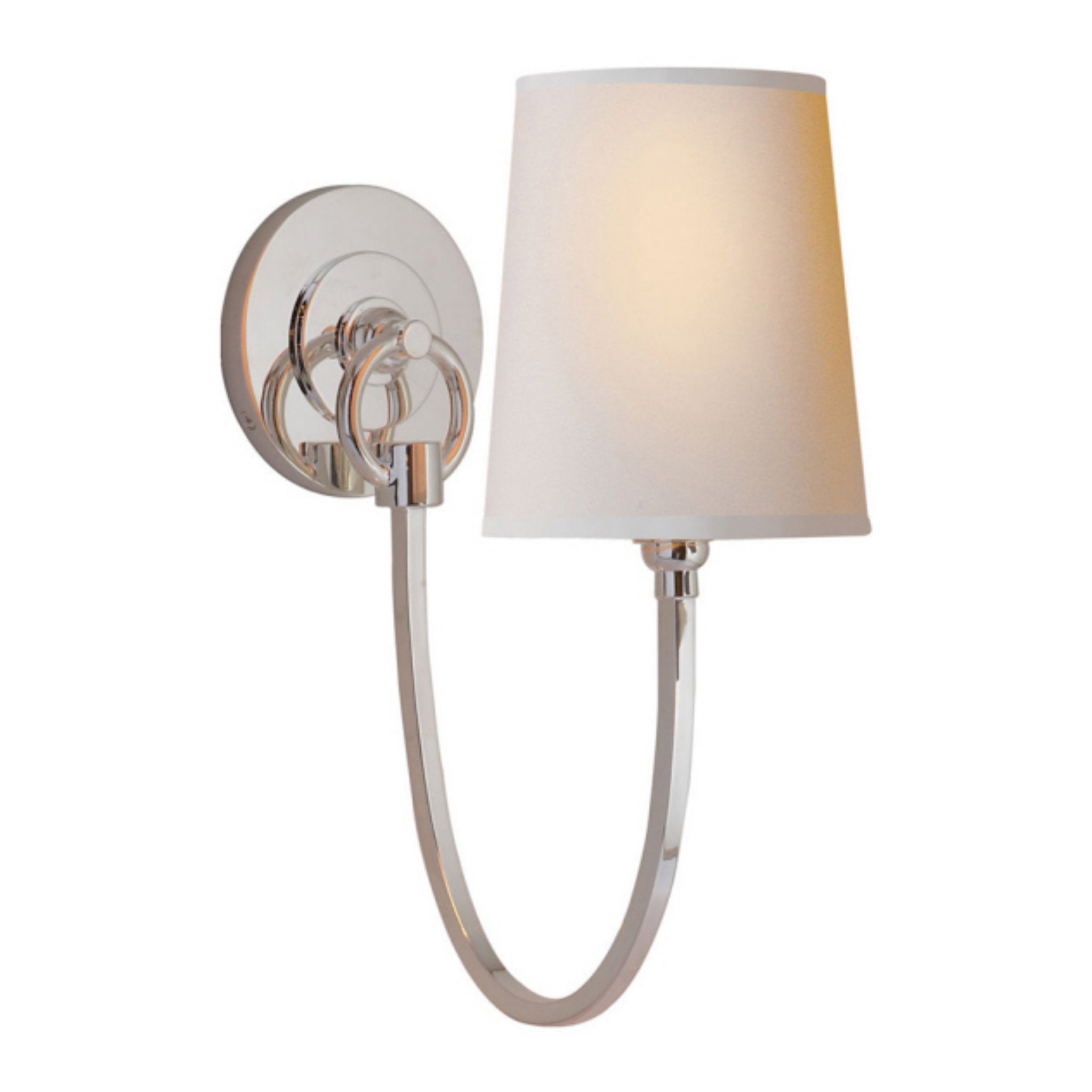 Thomas O'Brien Reed Single Sconce in Polished Nickel with Natural Paper Shade