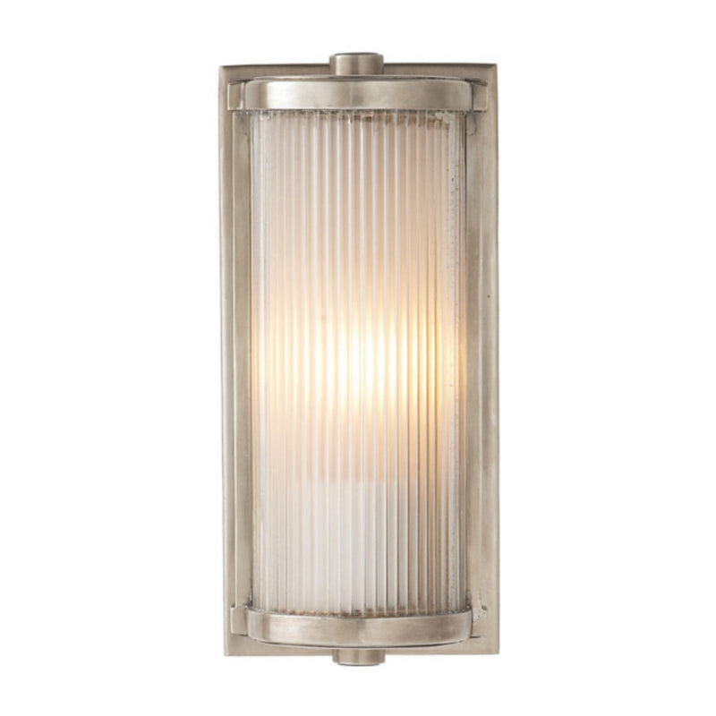Thomas O'Brien Dresser Short Glass Rod Light in Antique Nickel with Frosted Glass Liner