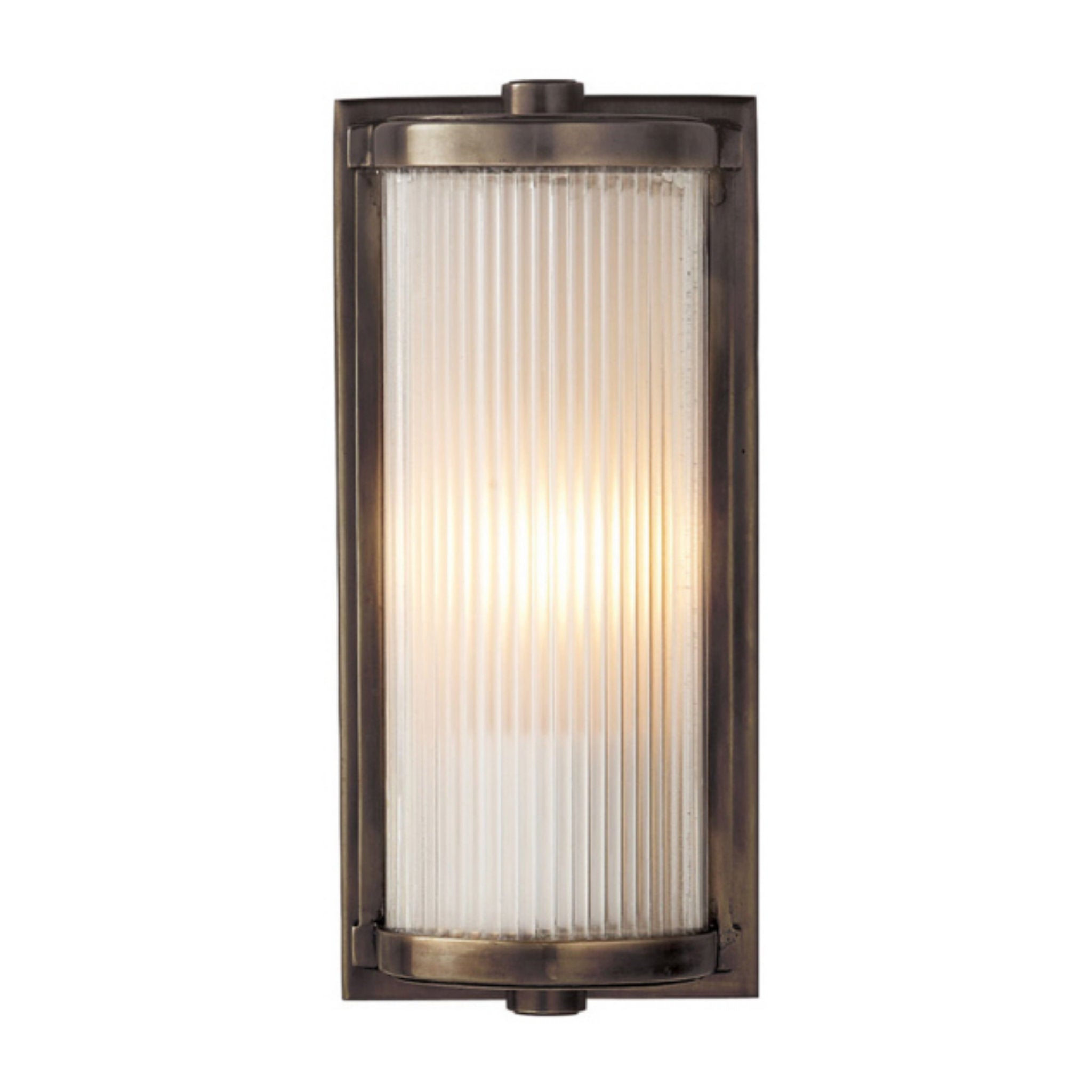 Thomas O'Brien Dresser Short Glass Rod Light in Bronze with Frosted Glass Liner