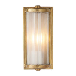 Thomas O'Brien Dresser Short Glass Rod Light in Hand-Rubbed Antique Brass with Frosted Glass Liner