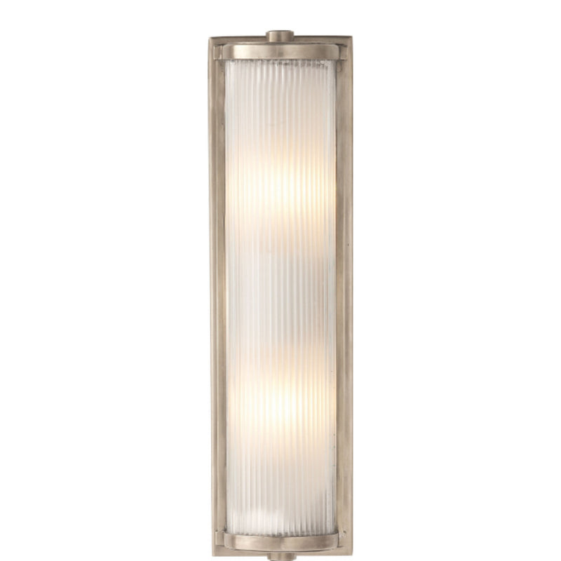 Thomas O'Brien Dresser Long Glass Rod Light in Antique Nickel with Frosted Glass Liner