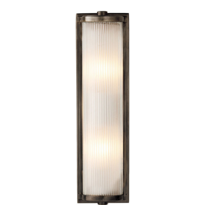 Thomas O'Brien Dresser Long Glass Rod Light in Bronze with Frosted Glass Liner