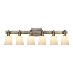 Thomas O'Brien Bryant Six-Light Linear Bath Sconce in Antique Nickel with White Glass