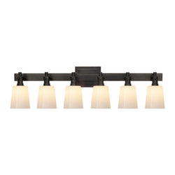 Thomas O'Brien Bryant Six-Light Linear Bath Sconce in Bronze with White Glass