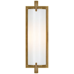 Thomas O'Brien Calliope Short Bath Light in Hand-Rubbed Antique Brass with White Glass