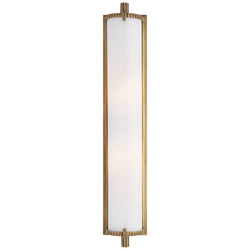 Thomas O'Brien Calliope Tall Bath Light in Hand-Rubbed Antique Brass with White Glass