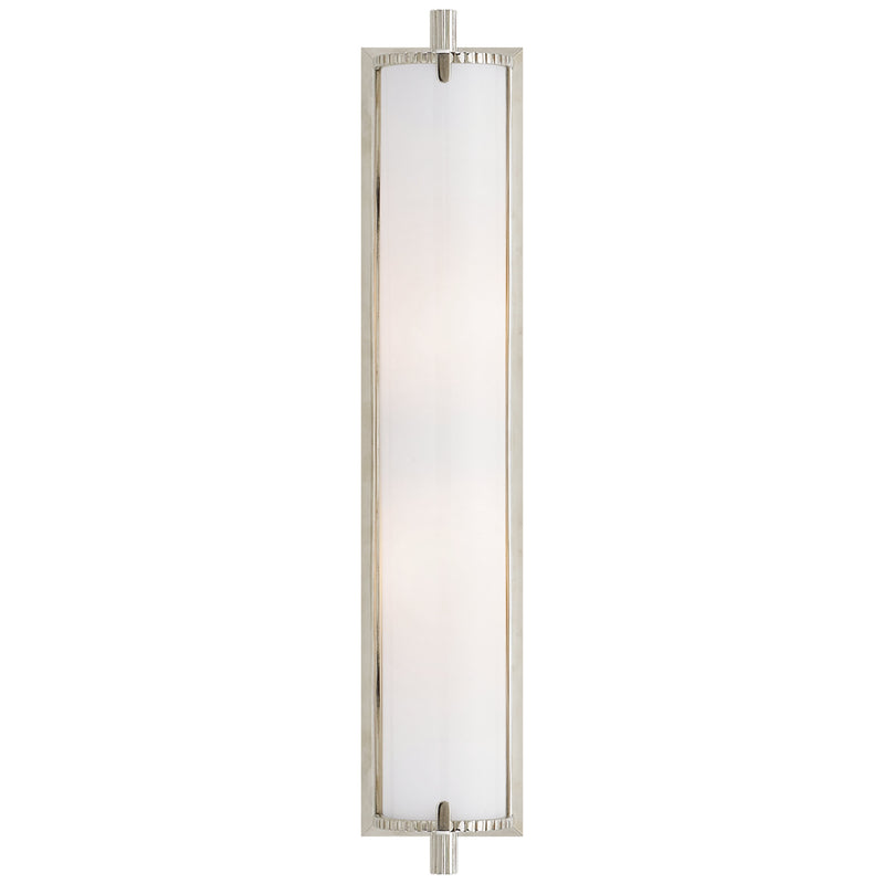 Thomas O'Brien Calliope Tall Bath Light in Polished Nickel with White Glass