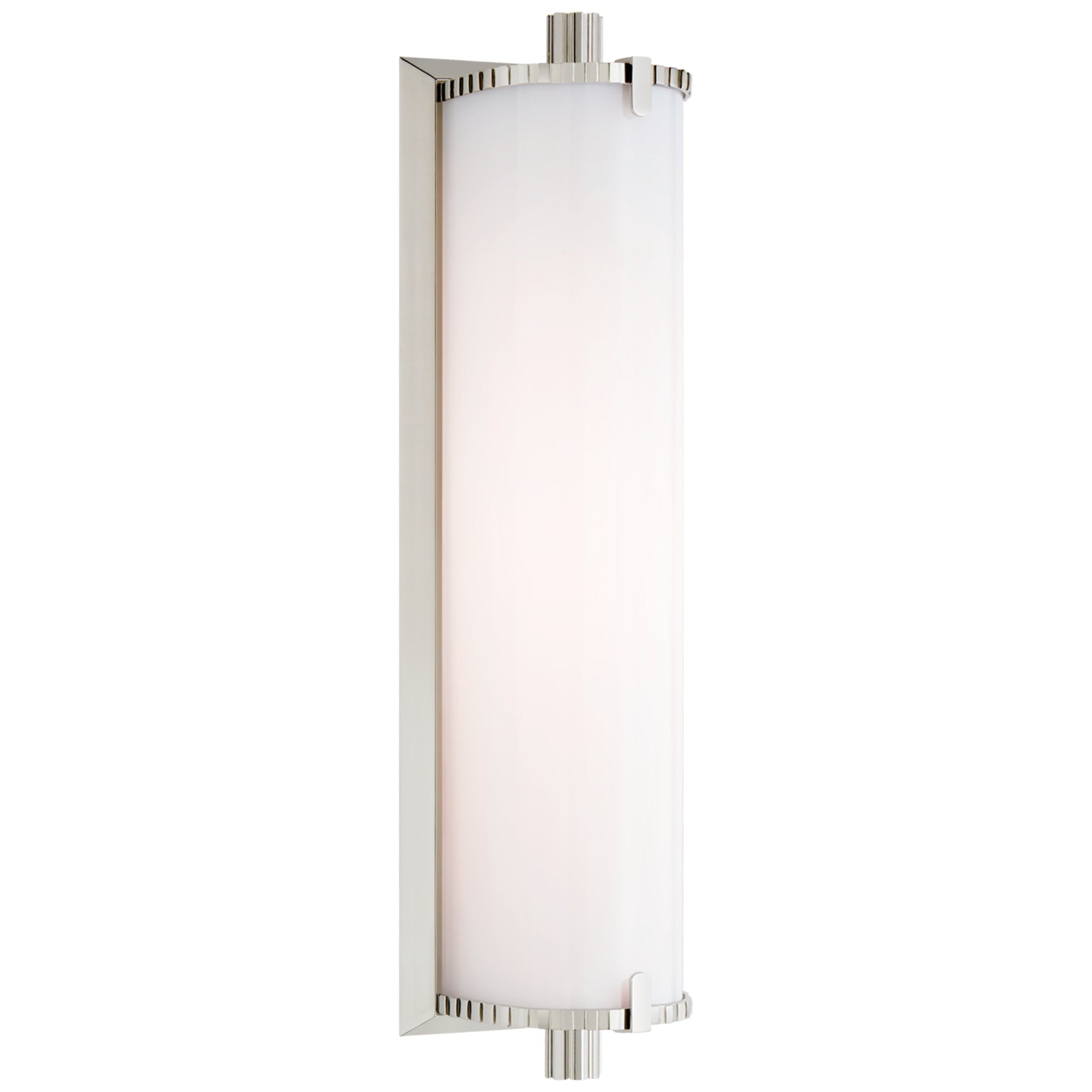Thomas O'Brien Calliope Medium Bath Light in Polished Nickel with White Glass Wall Light W3.75" x H14"