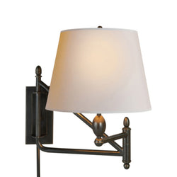 Thomas O'Brien Paulo Small Bracket Light in Bronze with Natural Paper Shade