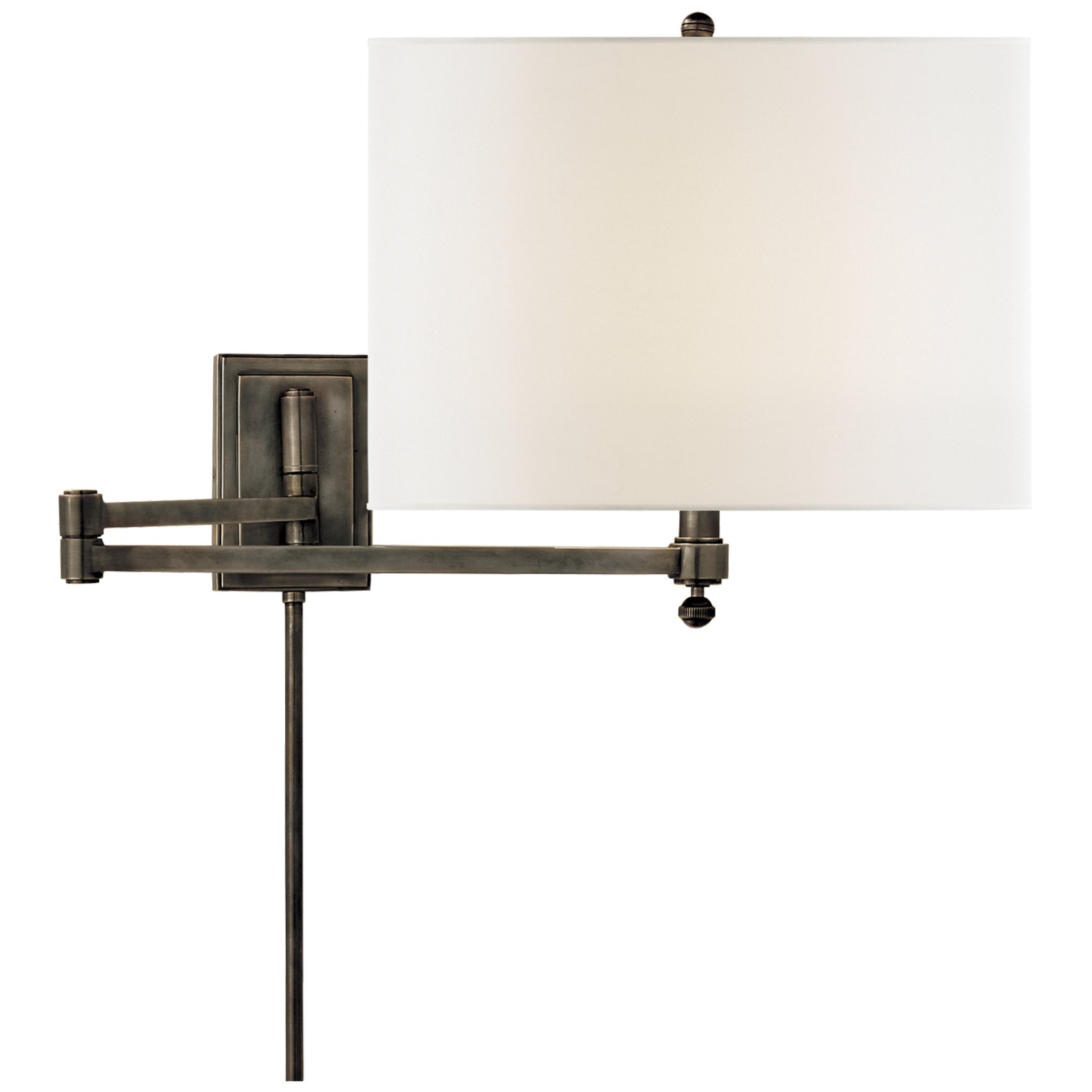 Thomas O'Brien Hudson Swing Arm in Bronze with Linen Shade
