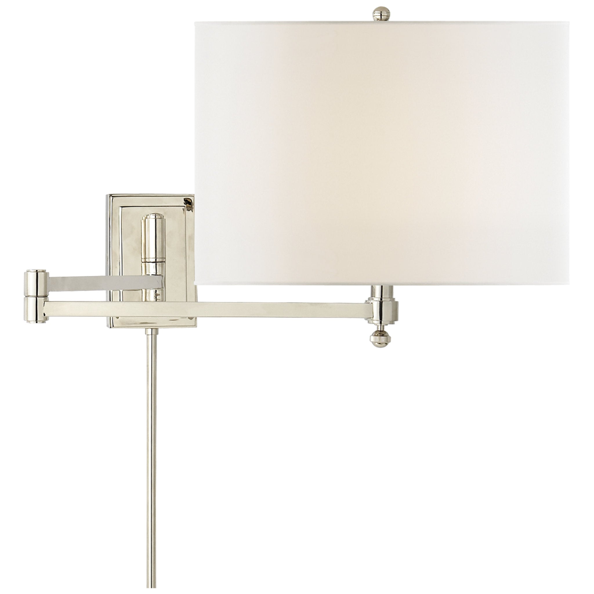 Thomas O'Brien Hudson Swing Arm in Polished Nickel with Linen Shade