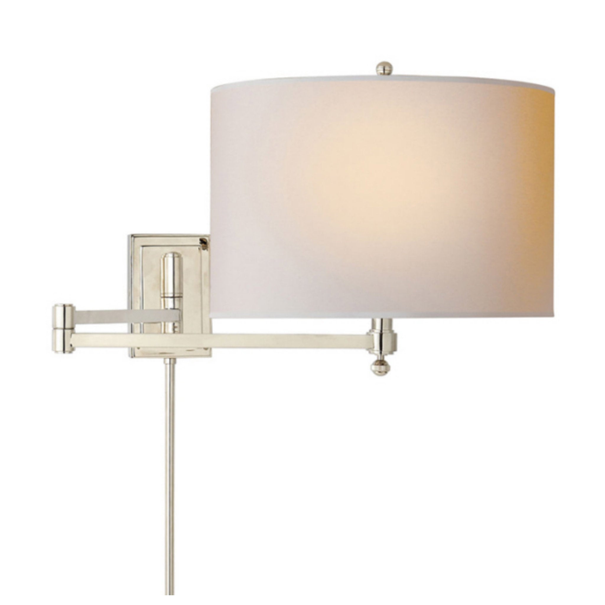 Thomas O'Brien Hudson Swing Arm in Polished Nickel with Natural Paper Shade