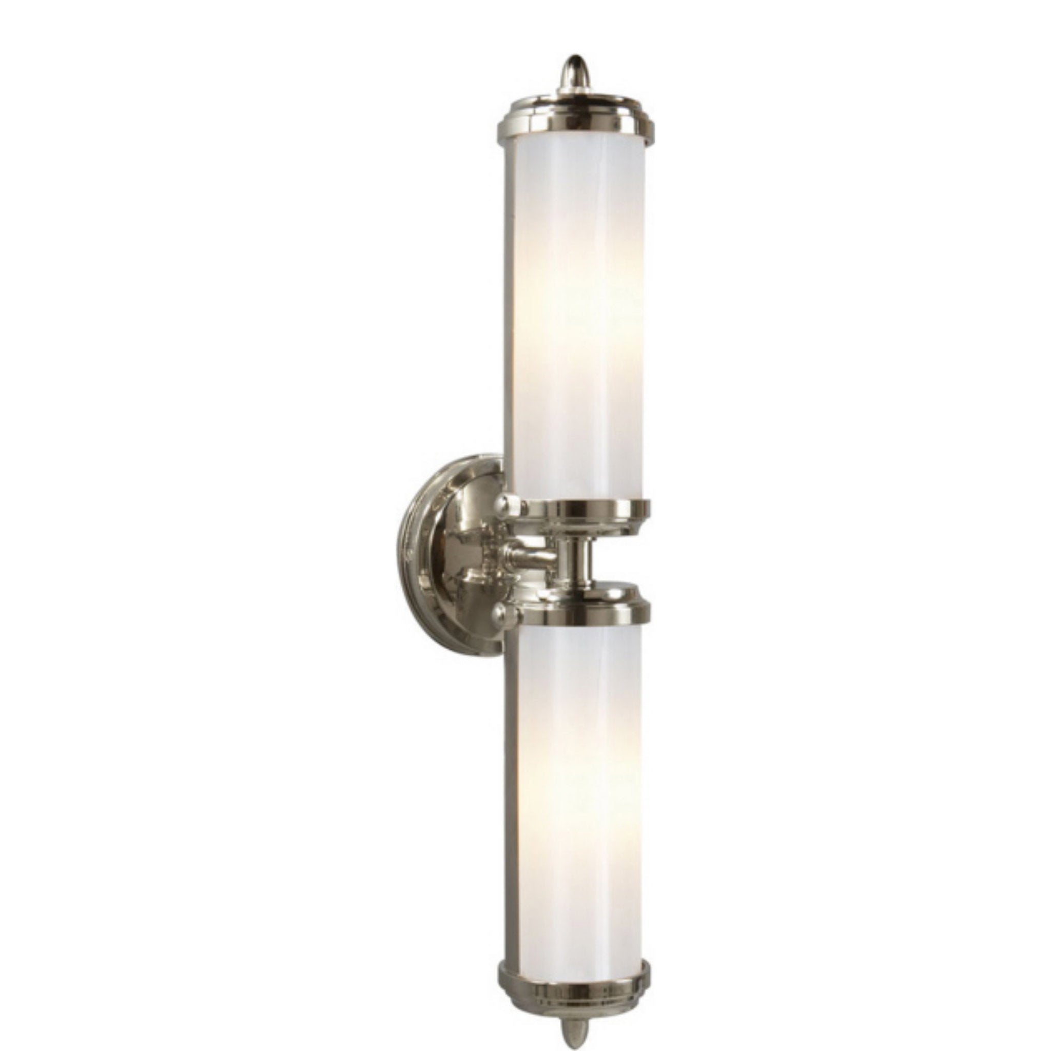 Thomas O'Brien Merchant Double Bath Light in Polished Nickel with White Glass