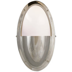 Thomas O'Brien Pelham Oval Light in Polished Nickel with White Glass