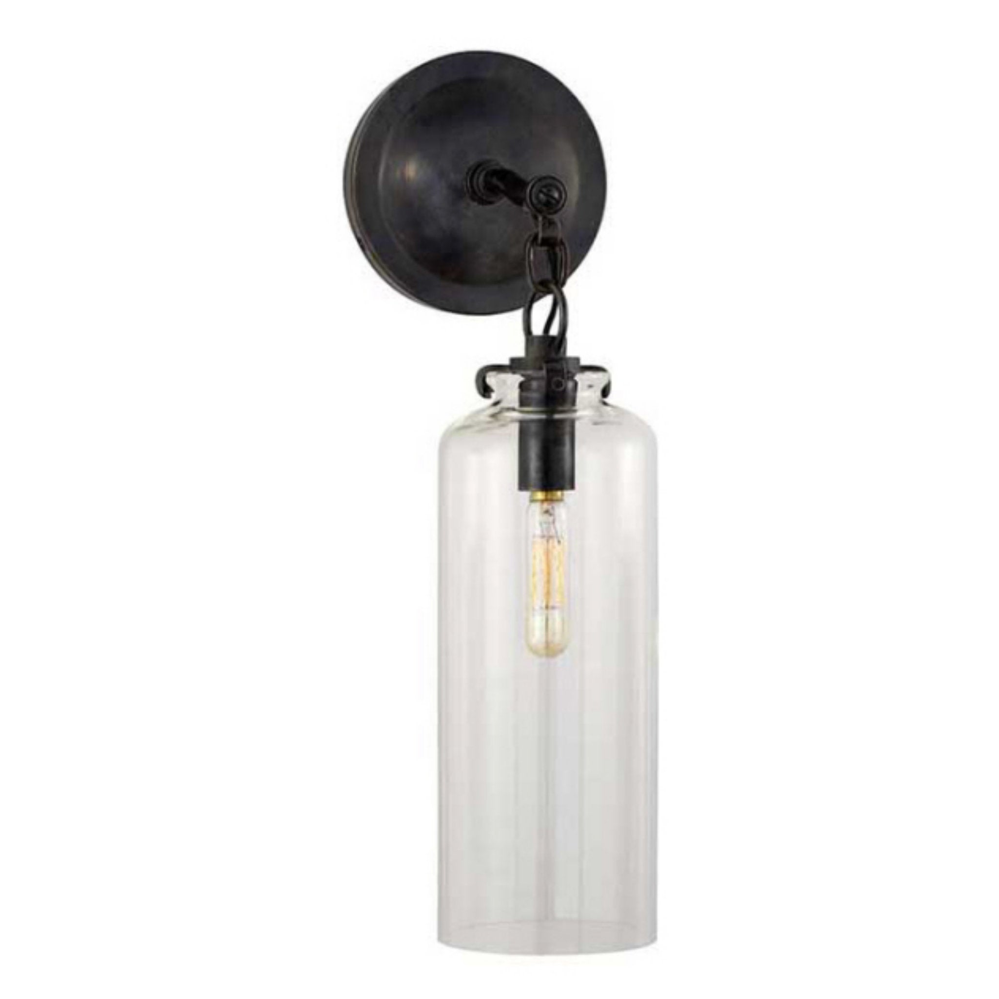 Thomas O'Brien Katie Small Cylinder Sconce in Bronze with Clear Glass