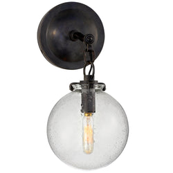 Thomas O'Brien Katie Small Globe Sconce in Bronze with Seeded Glass