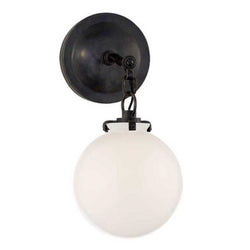 Thomas O'Brien Katie Small Globe Sconce in Bronze with White Glass