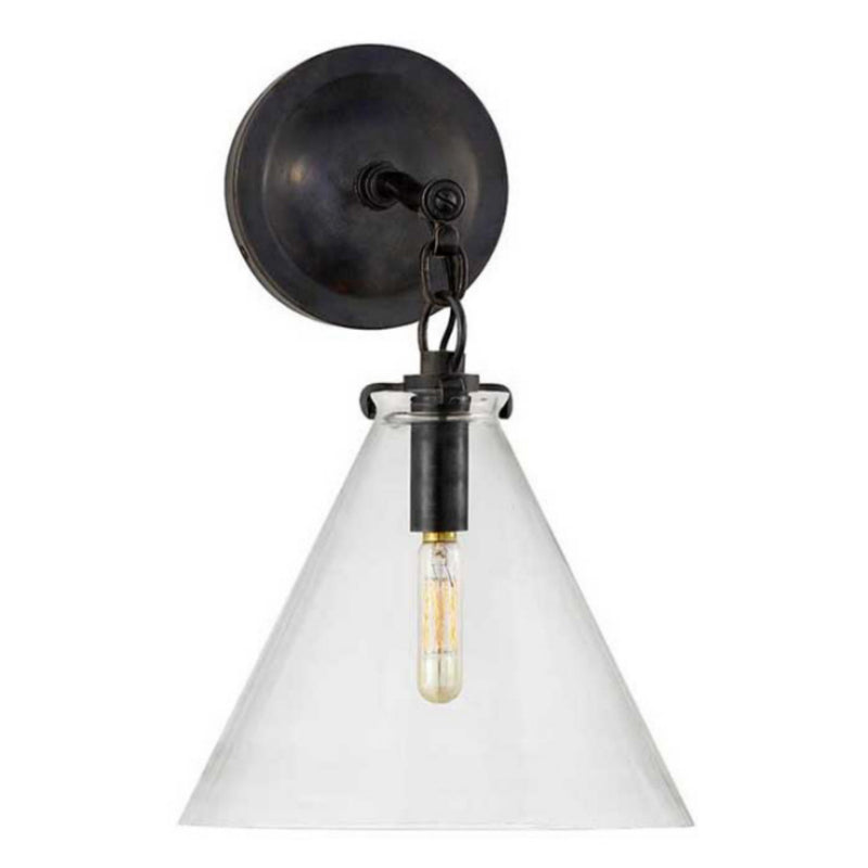 Thomas O'Brien Katie Small Conical Sconce in Bronze with Clear Glass