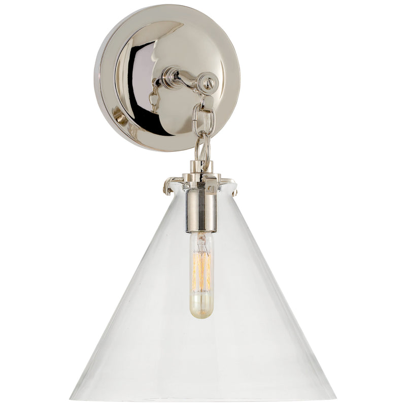 Thomas O'Brien Katie Small Conical Sconce in Polished Nickel with Clear Glass
