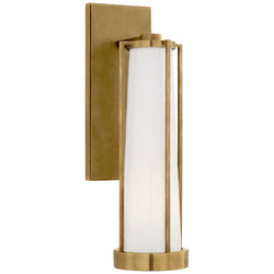 Thomas O'Brien Calix Bracketed Sconce in Hand-Rubbed Antique Brass with White Glass