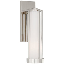 Thomas O'Brien Calix Bracketed Sconce in Polished Nickel with White Glass