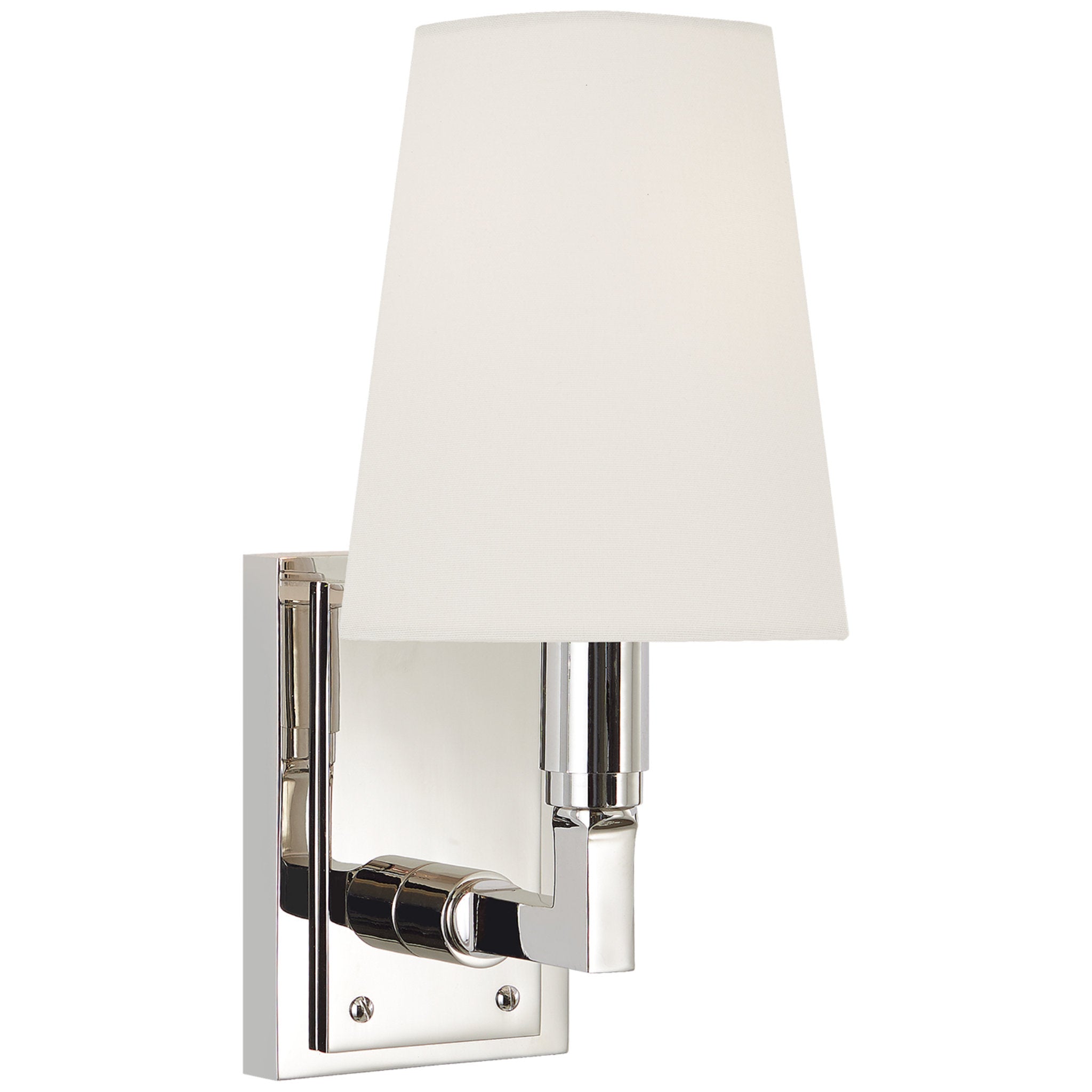 Thomas O'Brien Watson Small Sconce in Polished Nickel with Linen Shade