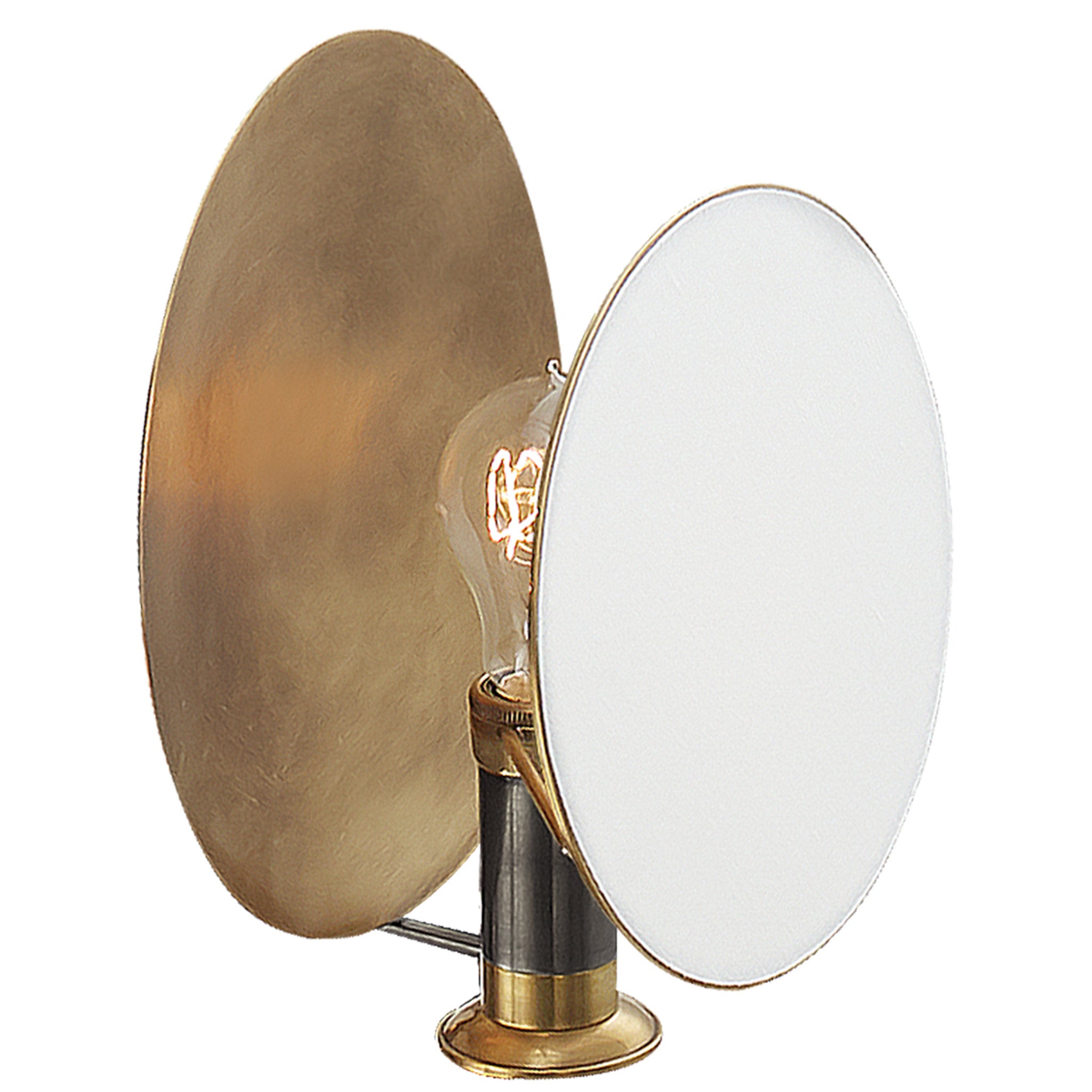 Thomas O'Brien Osiris Single Reflector Sconce in Bronze and Hand-Rubbed Antique Brass with Linen Diffuser