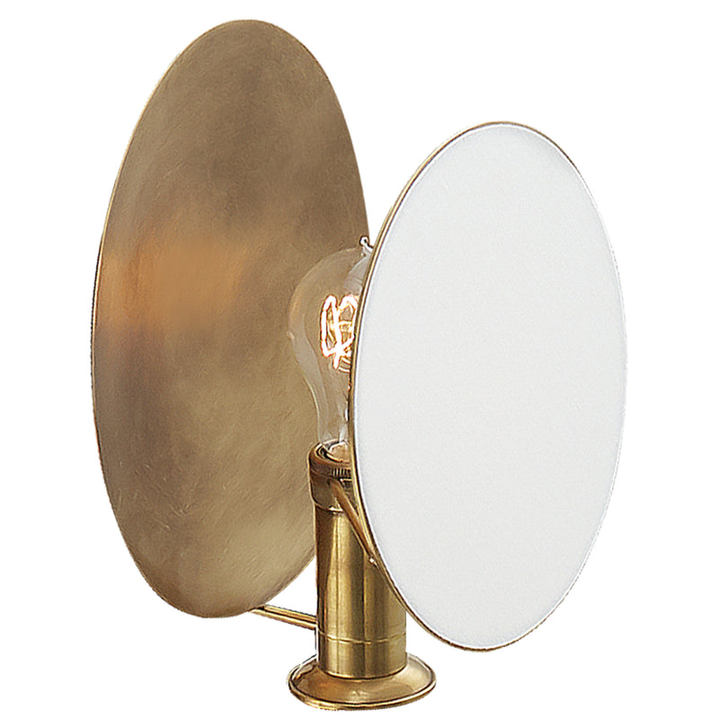 Thomas O'Brien Osiris Single Reflector Sconce in Hand-Rubbed Antique Brass with Linen Diffuser