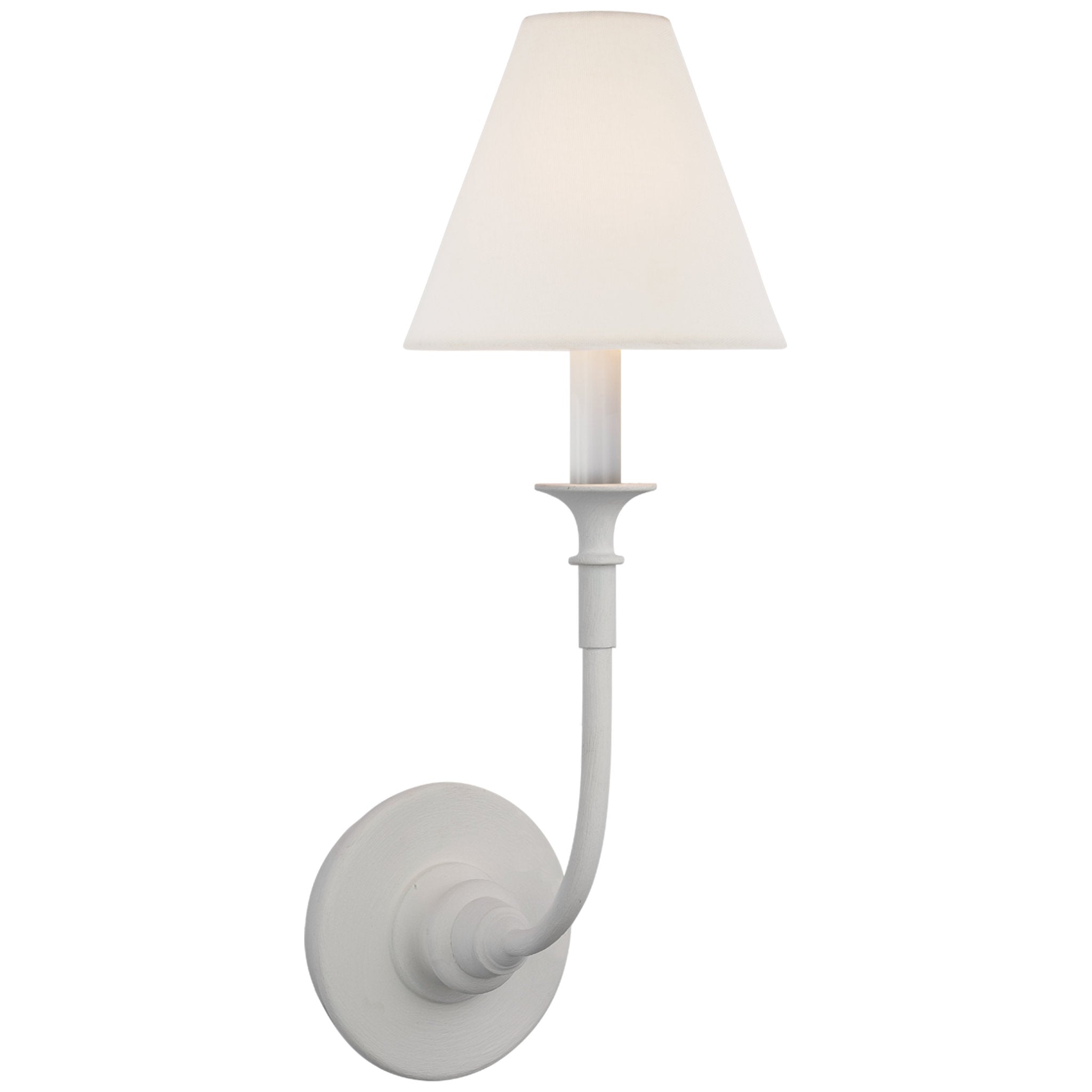 Thomas O'Brien Piaf Single Sconce in Plaster White with Linen Shade
