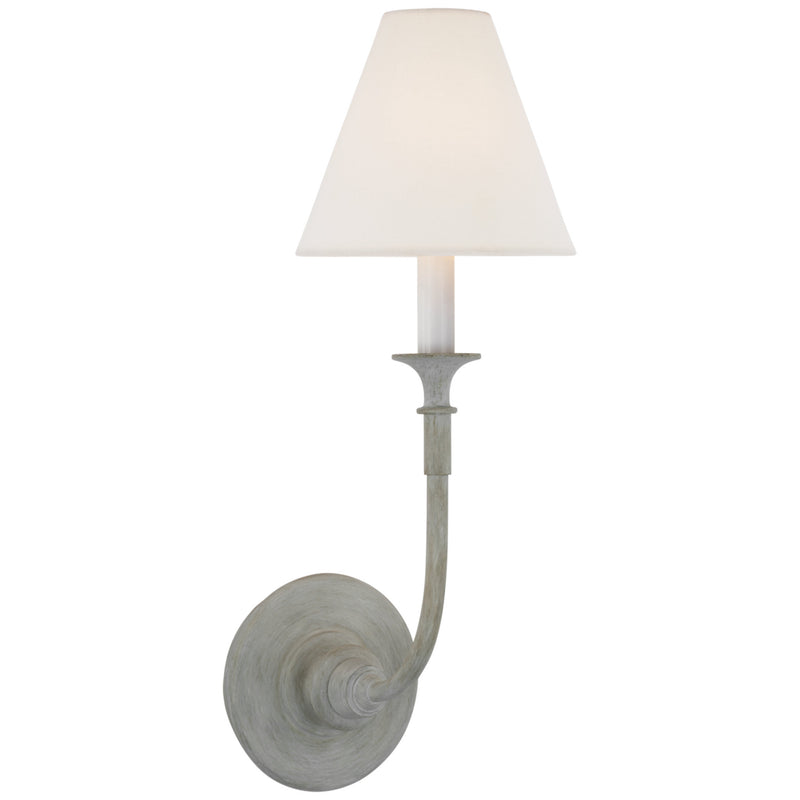 Thomas O'Brien Piaf Single Sconce in Swedish Gray with Linen Shade