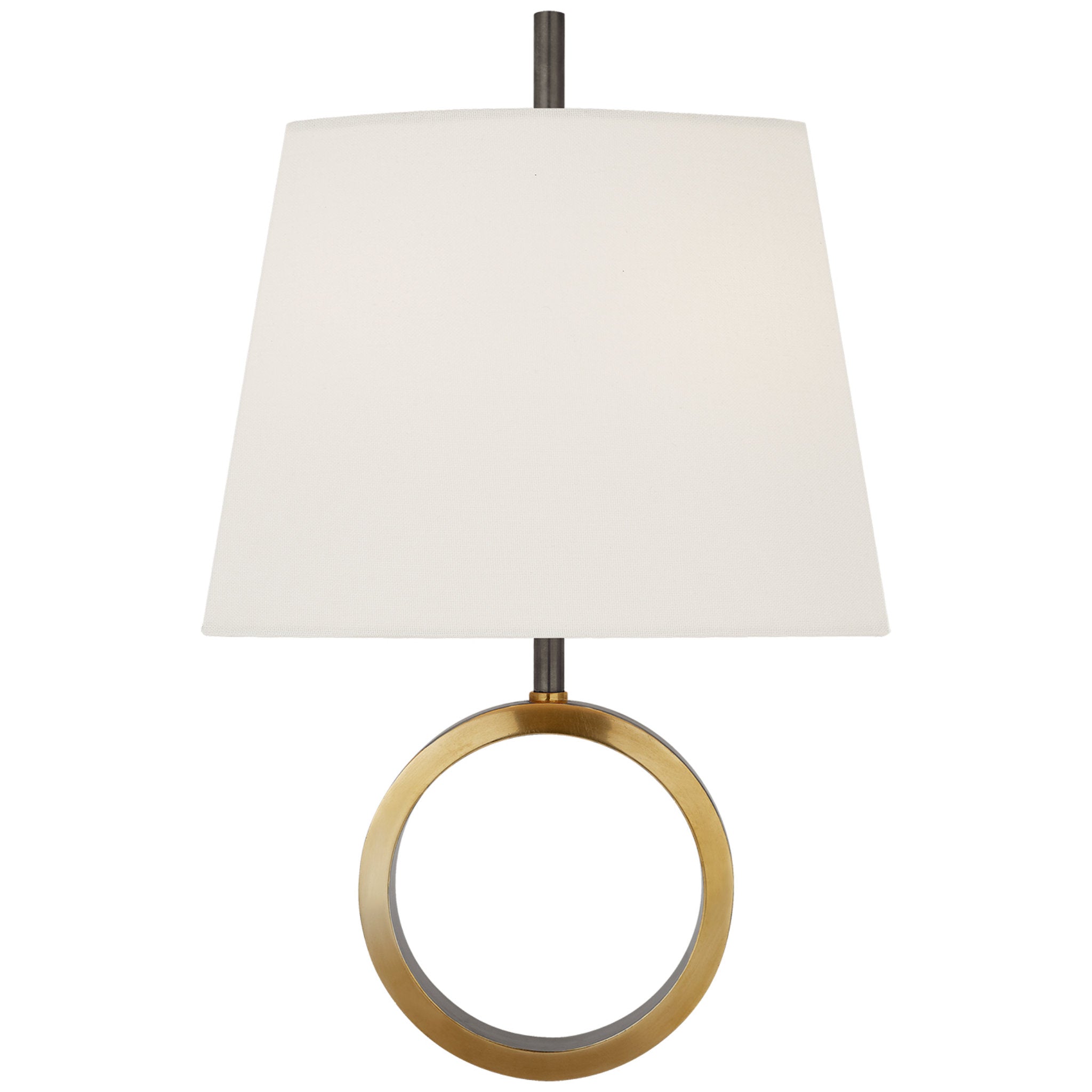 Thomas O'Brien Simone Small Sconce in Bronze and Hand-Rubbed Antique Brass with Linen Shade
