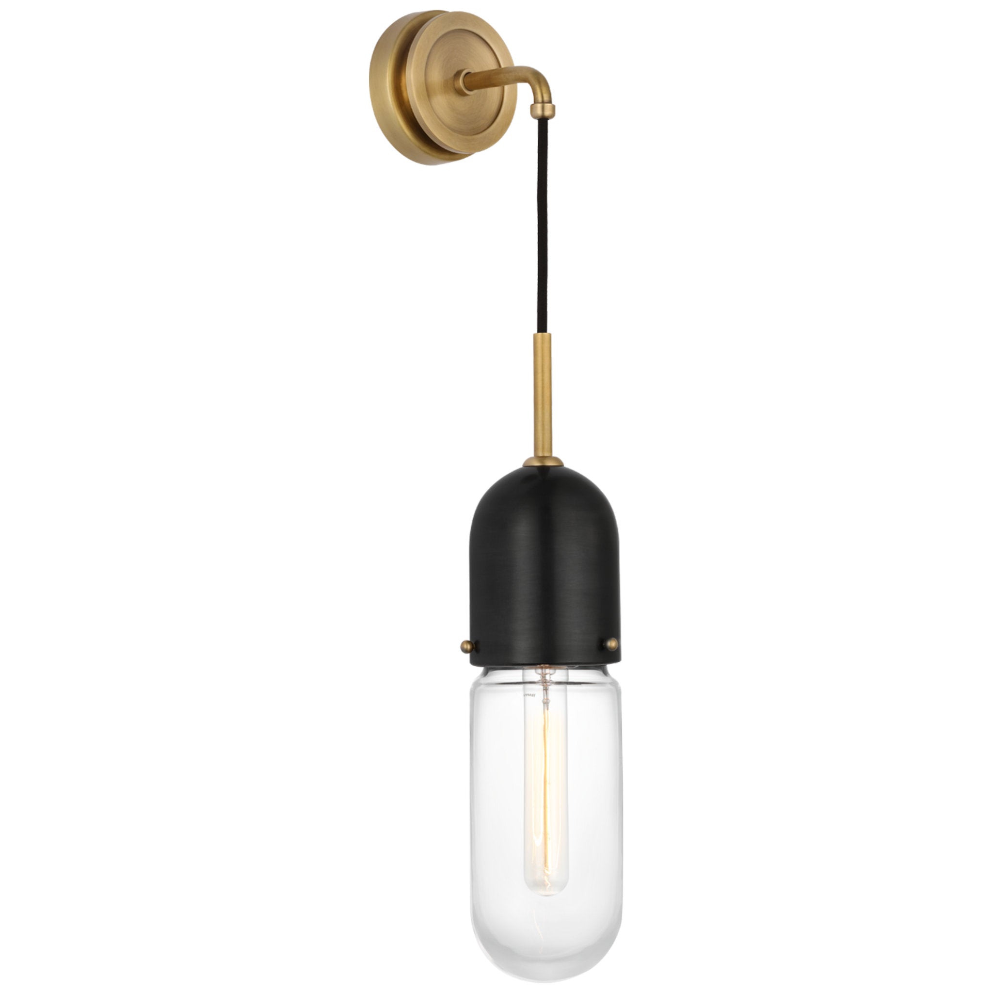 Thomas O'Brien Junio Wall Light in Bronze and Brass with Clear Glass W4.25" x H26"