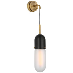 Thomas O'Brien Junio Wall Light in Bronze and Brass with Frosted Glass