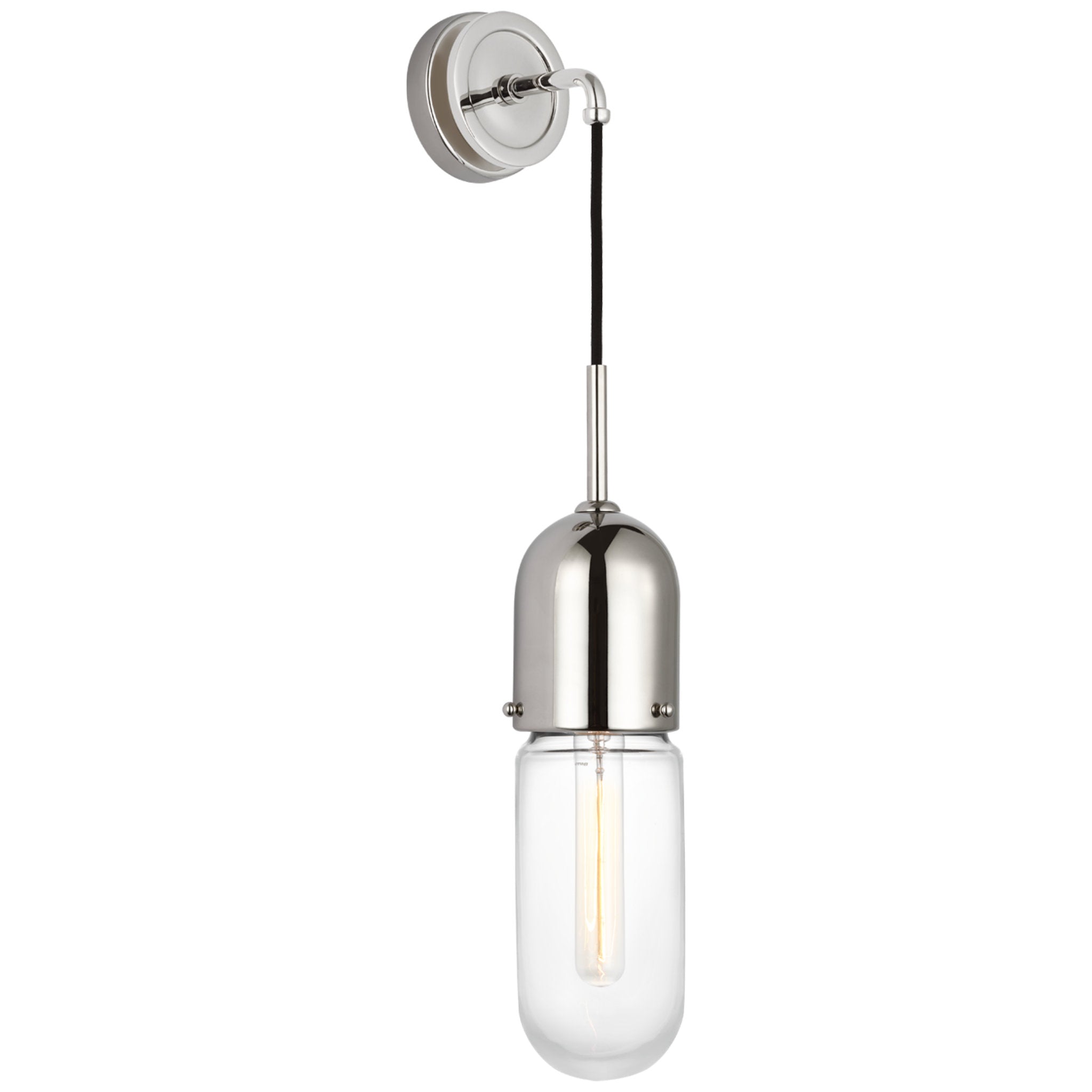 Thomas O'Brien Junio Wall Light in Polished Nickel with Clear Glass
