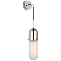 Thomas O'Brien Junio Wall Light in Polished Nickel with Frosted Glass