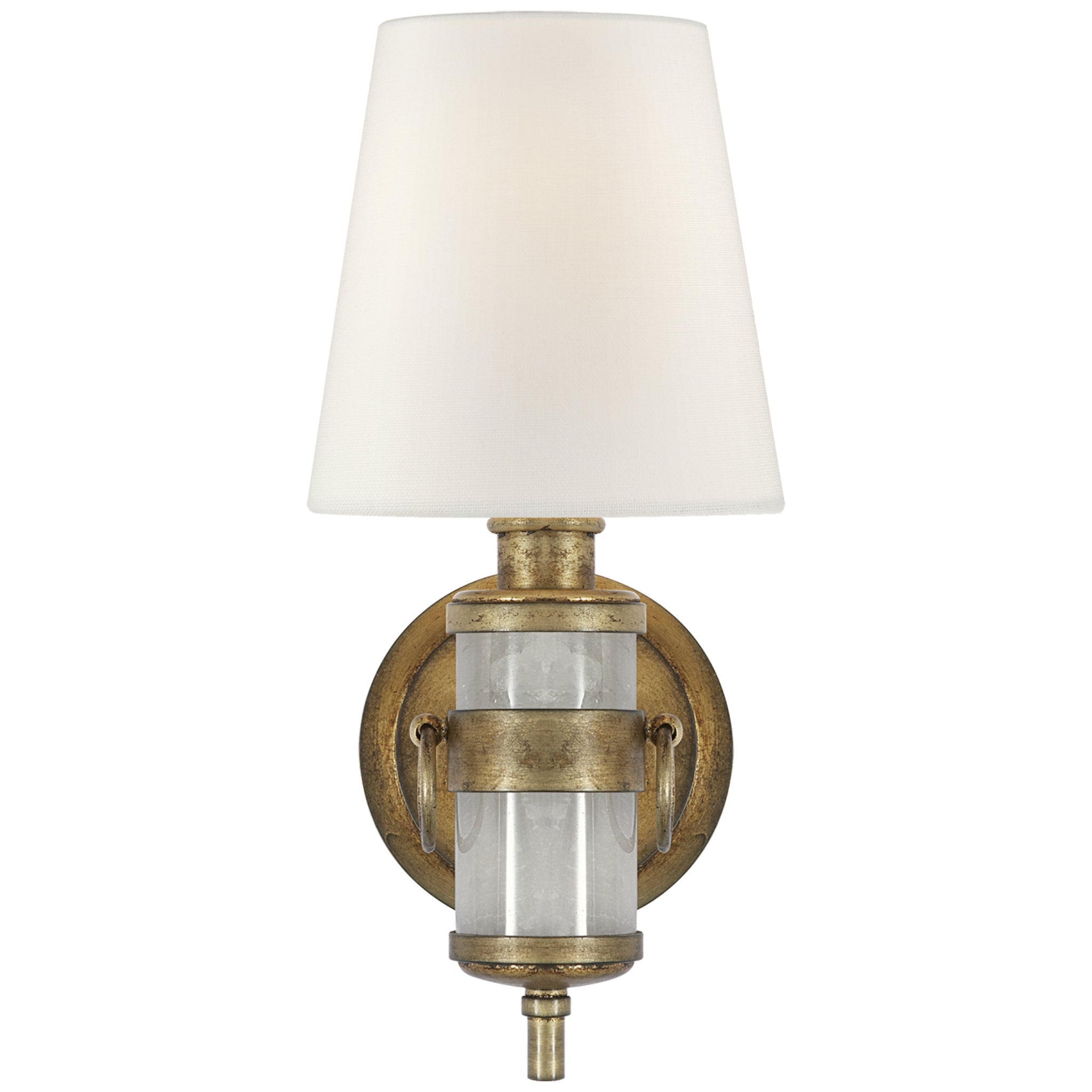 Thomas O'Brien Jonathan Sconce in Quartz with Linen Shade
