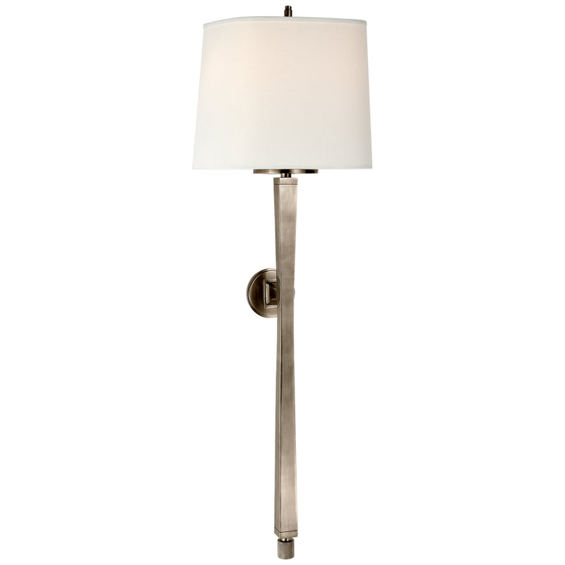 Thomas O'Brien Edie Baluster Sconce in Antique Nickel with Linen Shade