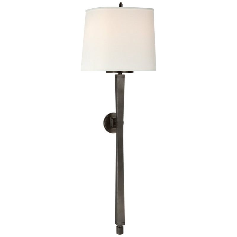 Thomas O'Brien Edie Baluster Sconce in Bronze with Linen Shade