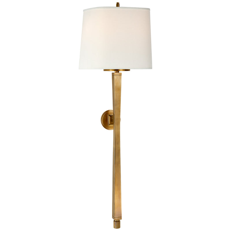 Thomas O'Brien Edie Baluster Sconce in Hand-Rubbed Antique Brass with Linen Shade