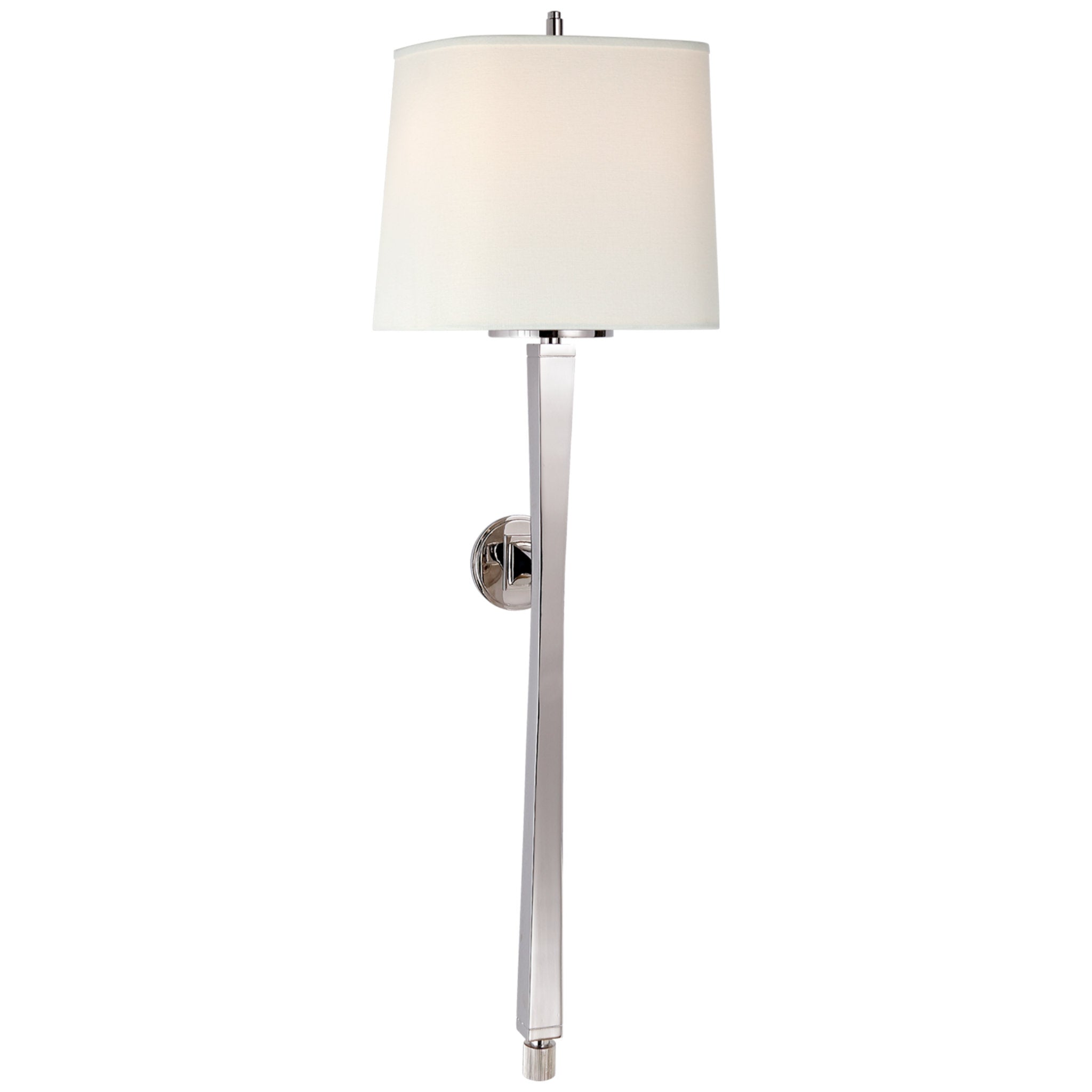 Thomas O'Brien Edie Baluster Sconce in Polished Nickel with Linen Shade Wall Light W10" x H32.75"