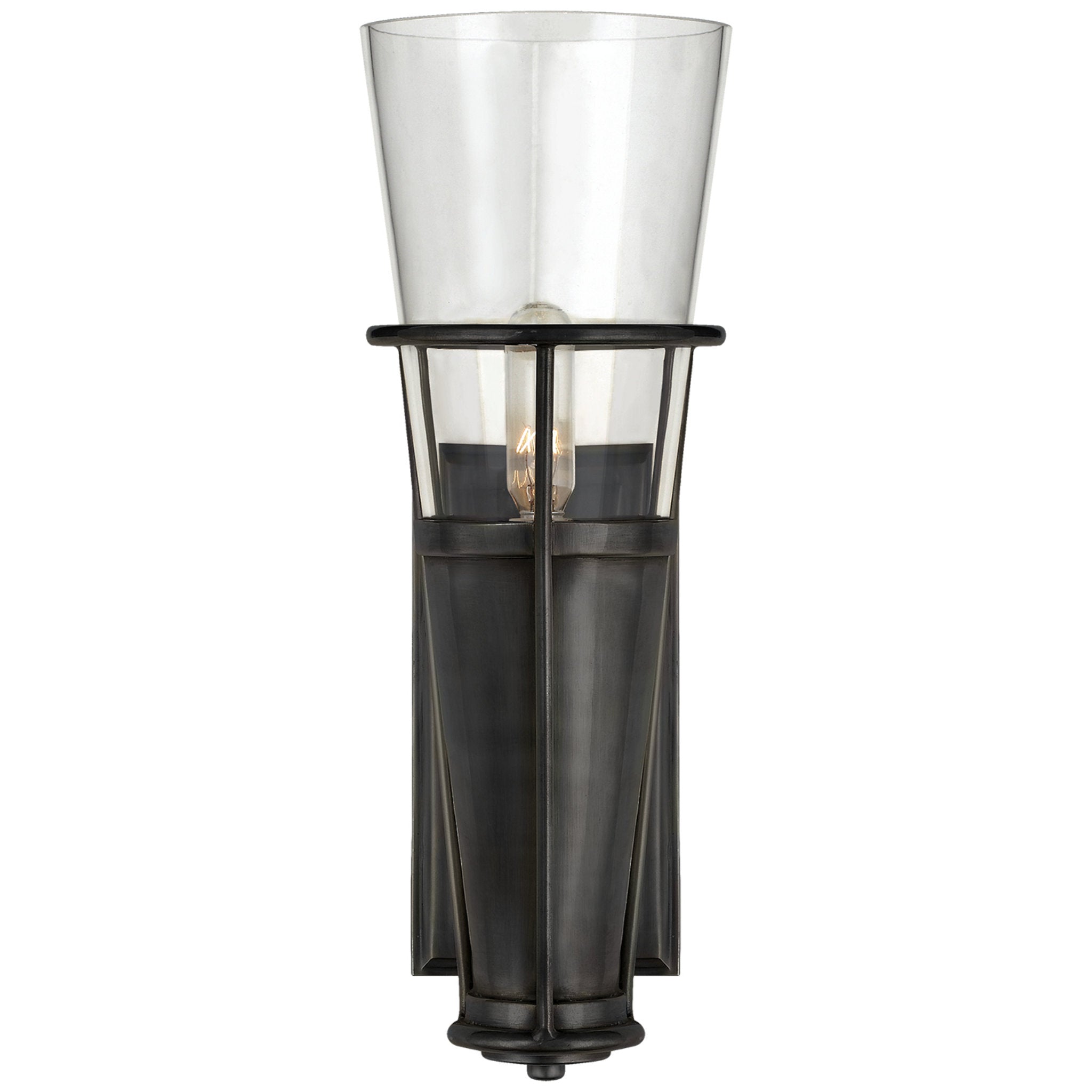 Thomas O'Brien Robinson Single Sconce in Bronze with Clear Glass