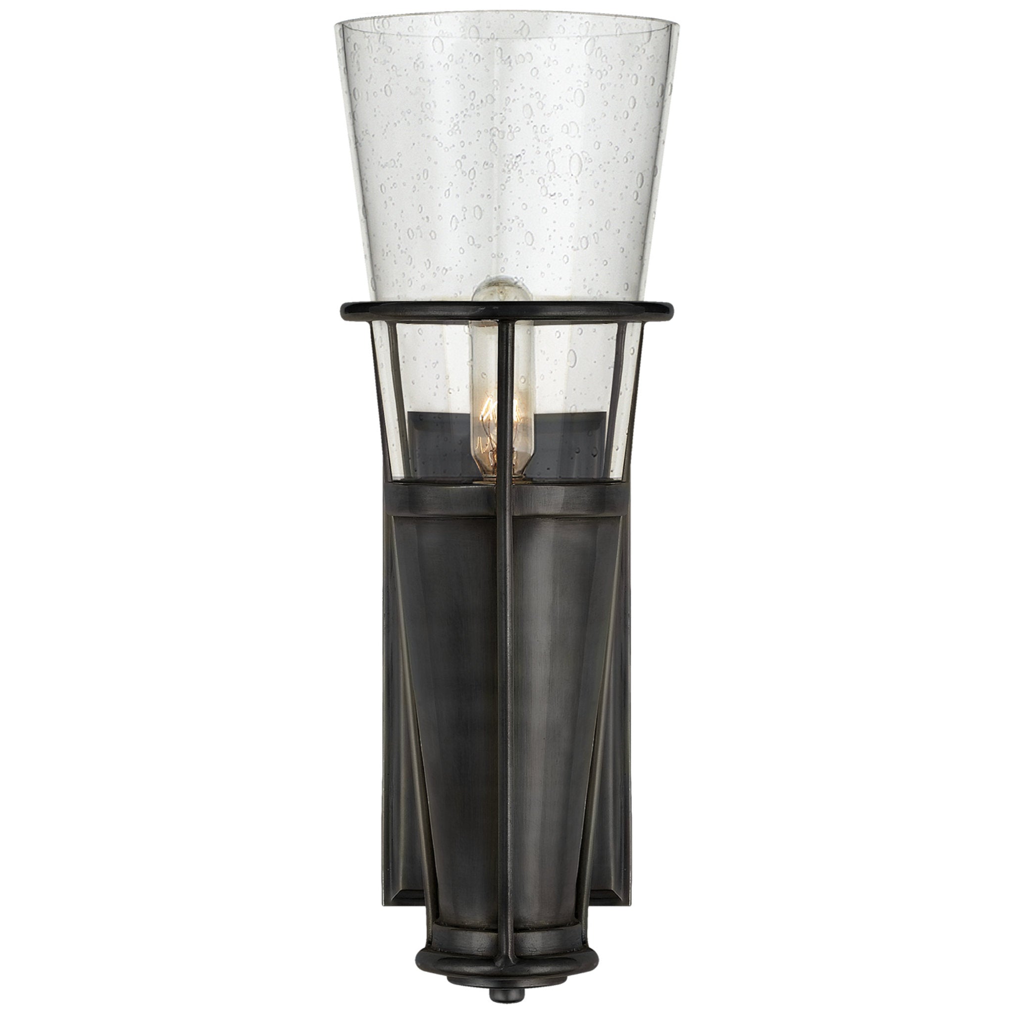 Thomas O'Brien Robinson Single Sconce in Bronze with Seeded Glass
