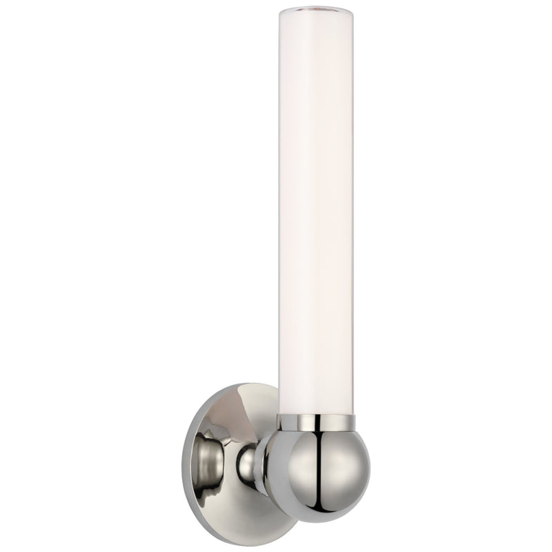Thomas O'Brien Jeffery Tall Bath Sconce in Polished Nickel with White Glass