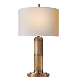 Thomas O'Brien Longacre Small Table Lamp in Hand-Rubbed Antique Brass with Natural Paper Shade