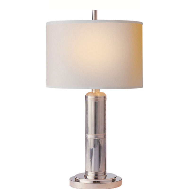 Thomas O'Brien Longacre Small Table Lamp in Polished Nickel with Natural Paper Shade