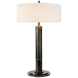 Thomas O'Brien Longacre Tall Table Lamp in Bronze with Linen Shade
