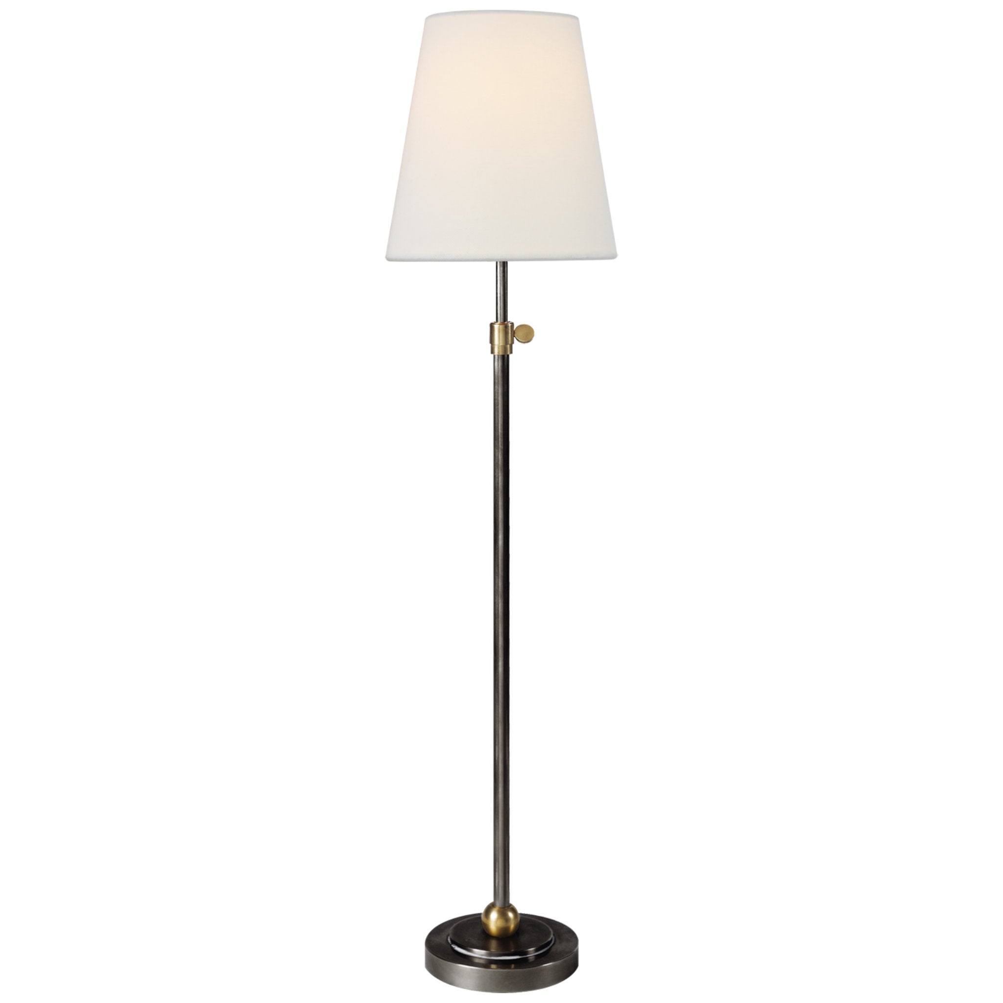 Thomas O'Brien Bryant Table Lamp in Bronze and Hand-Rubbed Antique Brass with Linen Shade