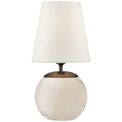 Thomas O'Brien Terri Round Accent Lamp in Alabaster with Linen Shade