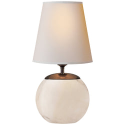 Thomas O'Brien Terri Round Accent Lamp in Alabaster with Natural Paper Shade