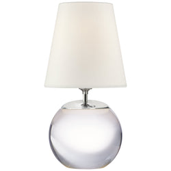 Thomas O'Brien Terri Round Accent Lamp in Crystal with Linen Shade